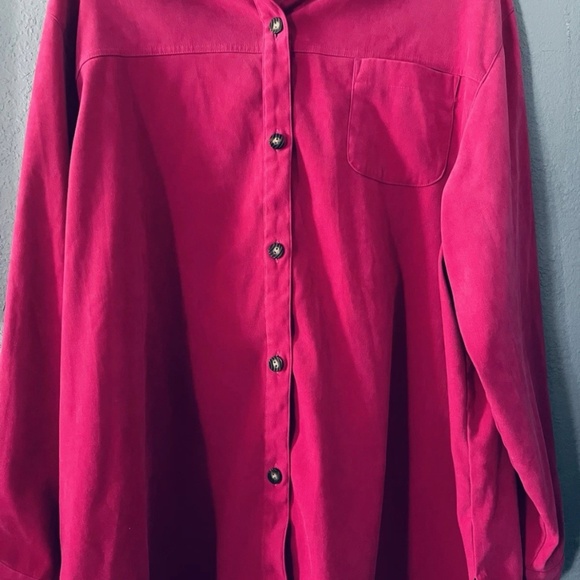 Sag Harbor Woman Faux Suede Blazer Women’s W20 Magenta Button Front Jacket - Picture 3 of 7